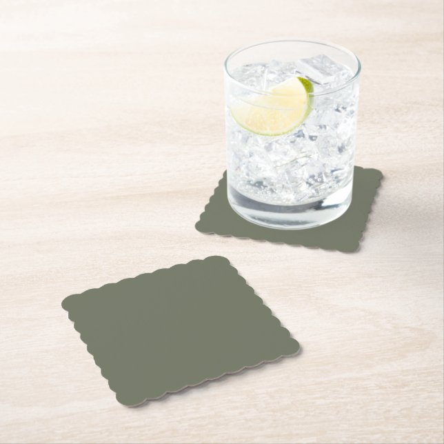 Custom Moss Green Scalloped Paper Coaster (Insitu)