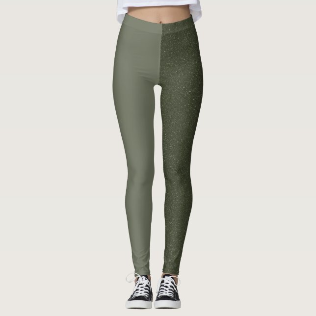 Custom Moss Green Split Leggings (Matte + Grain) (Front)