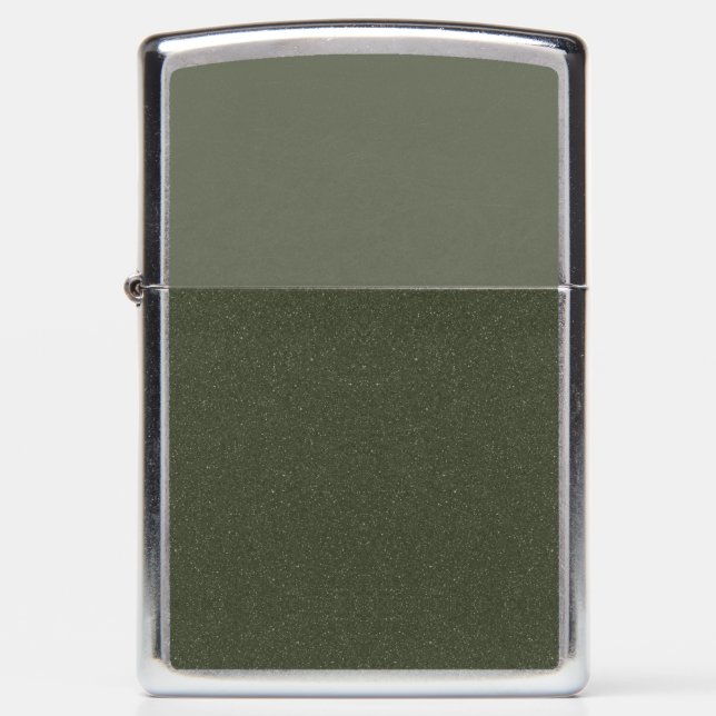 Custom Moss Green Split Zippo — Matte & Textured Lighter (Front)