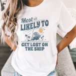 Custom Most Likely to Cruise Matching Group Cruise T-Shirt<br><div class="desc">Get ready to turn heads and have some laughs with our hilarious "Most Likely To" cruise shirts! Perfect for your upcoming family, friend, or bachelorette cruise, these shirts are guaranteed to add some fun and personality to your group. Each shirt can be customized with a funny "Most Likely To" title...</div>