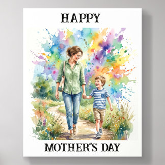 Custom Mother and Son Walking Poster Acrylic Photo Tile
