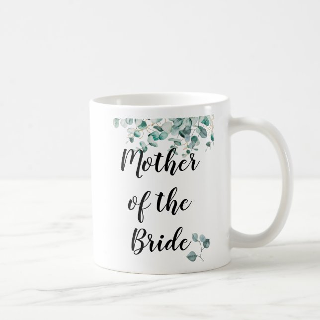 Custom Mother of Bride Groom Dusty Blue Eucalytpus Coffee Mug (Right)