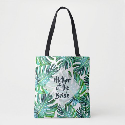 Custom Mother of Bride Tropical Leaf Greenery Tote Bag
