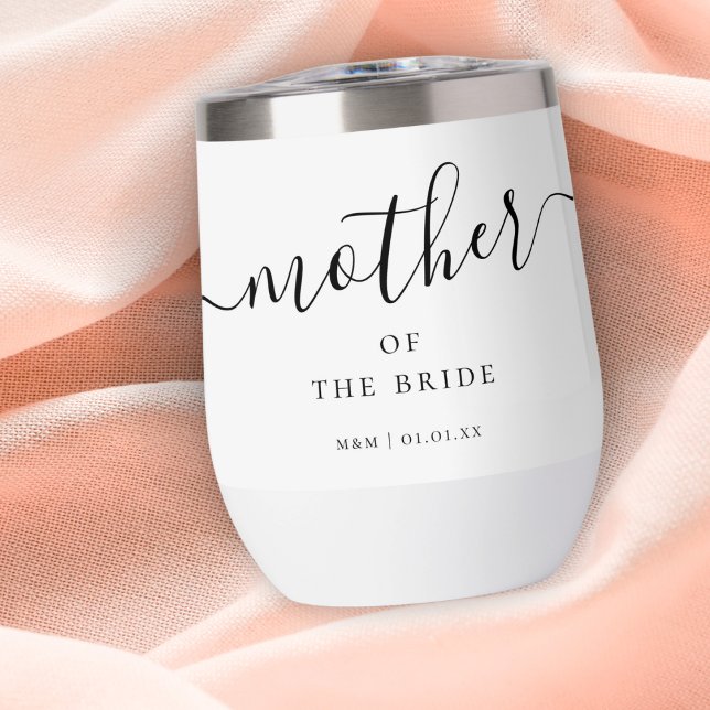 Custom Mother of the Bride Script Calligraphy Name Thermal Wine Tumbler (Creator Uploaded)