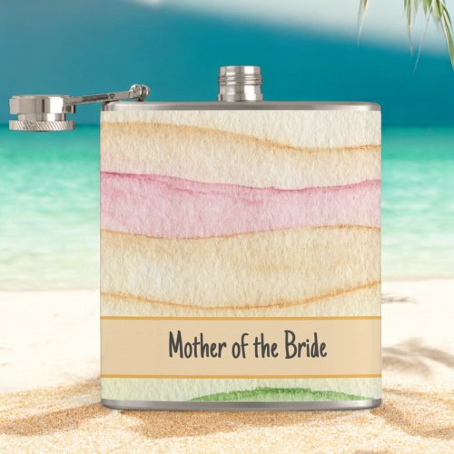 Custom Mother of the Bride Watercolor Streaks Flask