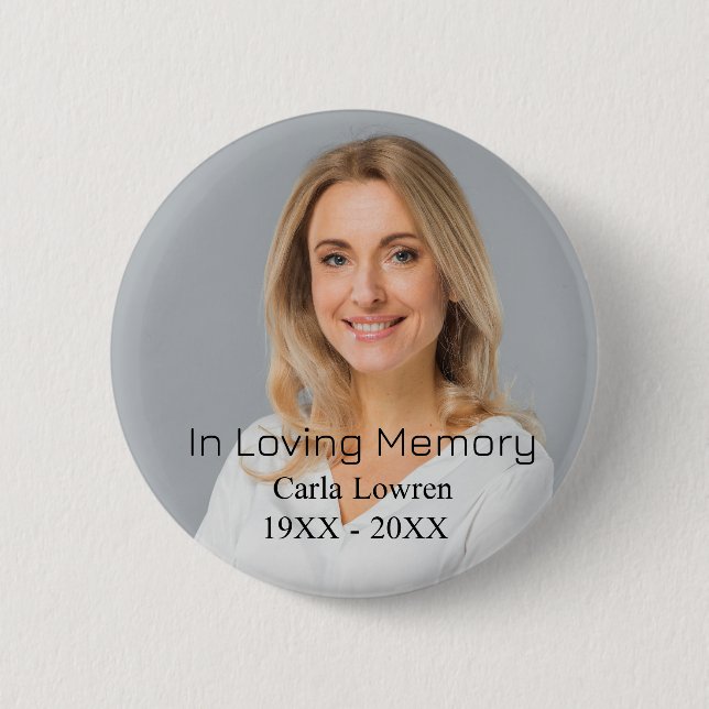 Custom mother Photo Personalized Memorial Button (Front)