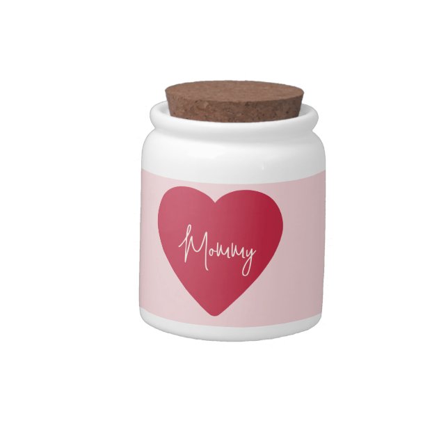 Custom Mother’s Day - Soft Pink & Red Heart |  Candy Jar (Left)