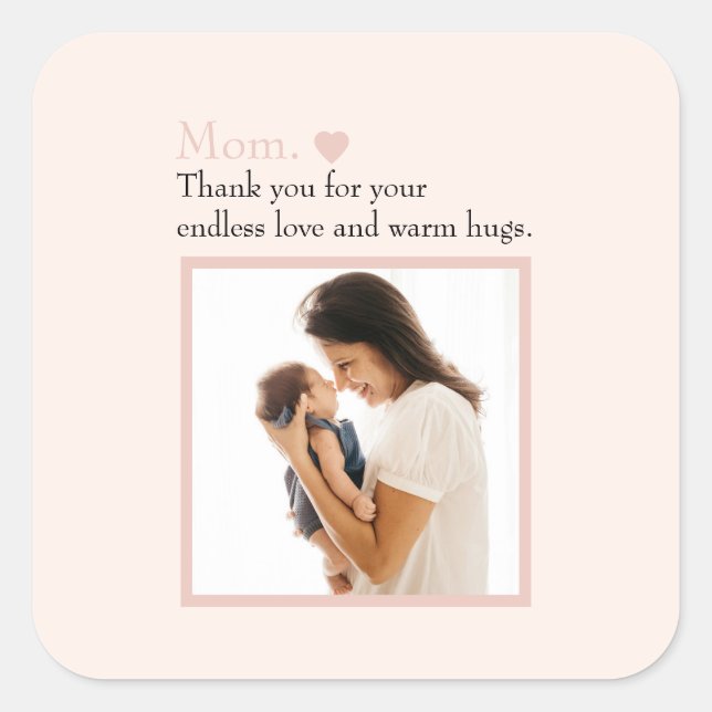 Custom Mother's Day Apron with Photo & Heart Square Sticker (Front)