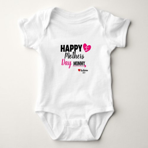 Custom Mothers Day Baby Happy 1st Mothers Day Baby Bodysuit