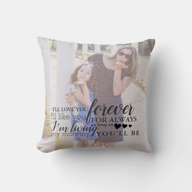 Custom Mother's Day Daughter Photo Quote Pillow (Front)