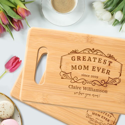 Custom Mothers Day Gift Elegant Engraved Wooden Cutting Board