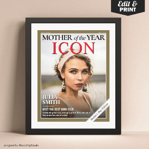 Custom Mothers Day Magazine Cover, Gift for Mom Poster