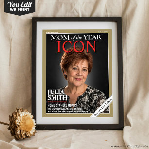Custom Mothers Day Magazine Cover, Gift for Mom Poster