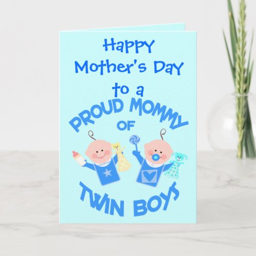 Custom Mothers Day Mom of Twin Boys Card