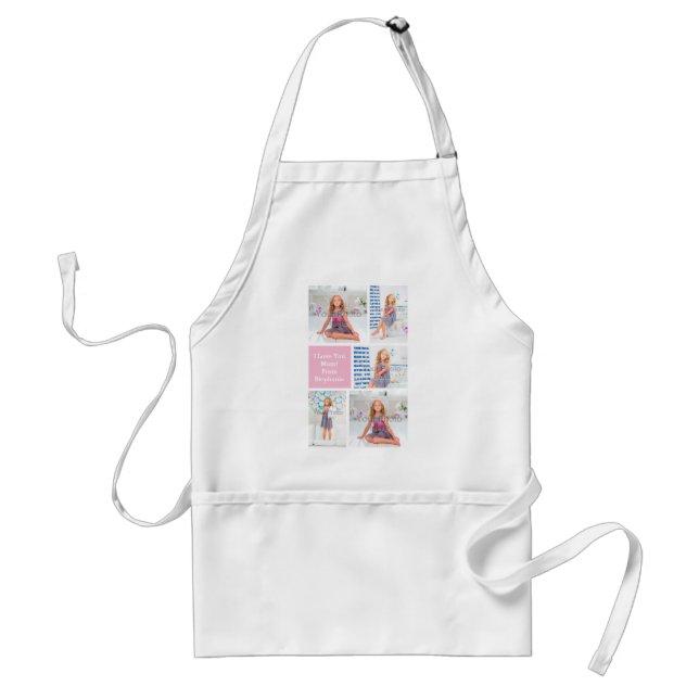 Custom Mothers Day Photo Collage Pink/Green/Gray Adult Apron (Front)