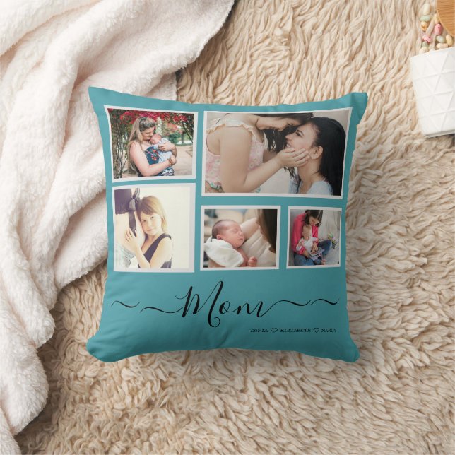 Custom Mother's Day Photo Collage Throw Pillow  (Blanket)