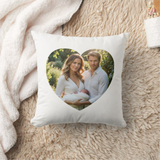 Custom mothers day photo heart mask Throw Pillow
