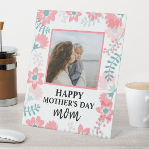 Custom Mothers day red floral women love Pedestal Sign