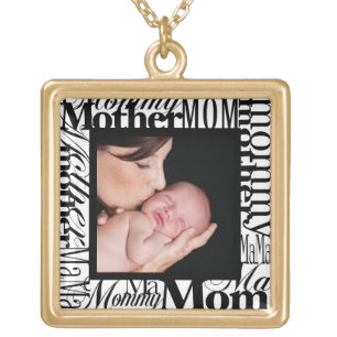 Custom Mother's Day Word Collage Photo Necklace