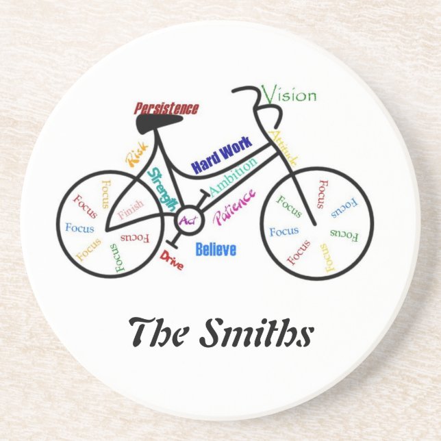Custom Motivational Bike, Cycle, Sport Sandstone Coaster (Front)