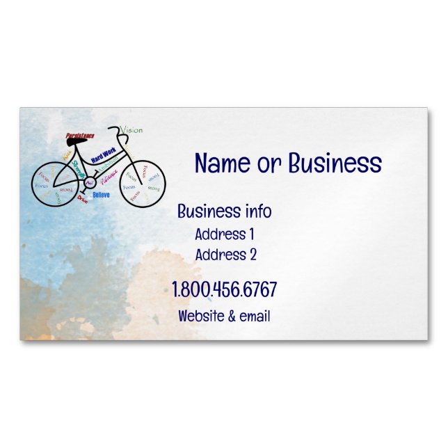 Custom, Motivational Bike, Cycling Sport  Business Card Magnet (Front)