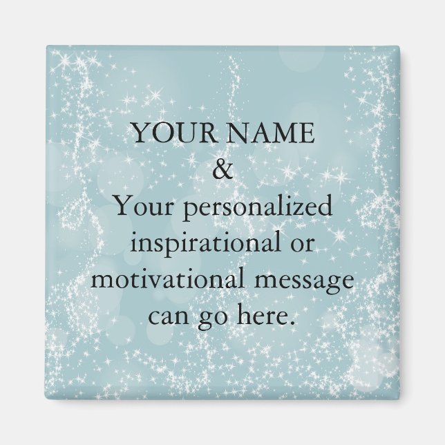 Custom Motivational Message Green Glitter Magnet (Front)