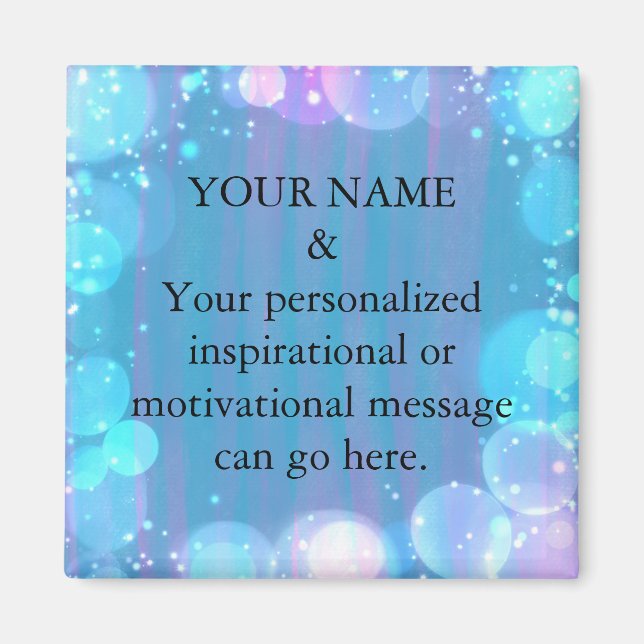 Custom Motivational Message Green Glitter Magnet (Front)