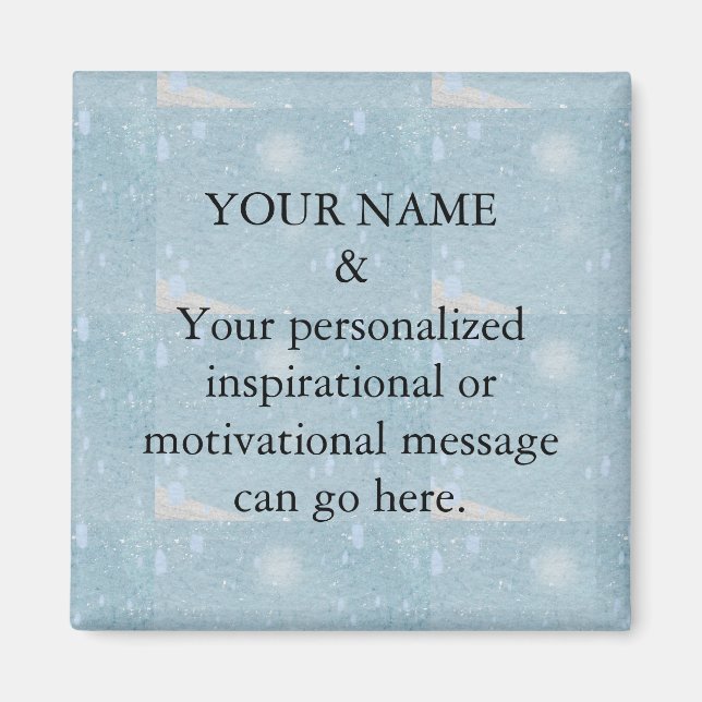 Custom Motivational Message Green Glitter Magnet (Front)