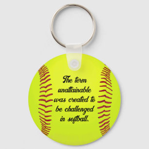 Custom Motivational Quotes Softball Team Keychain