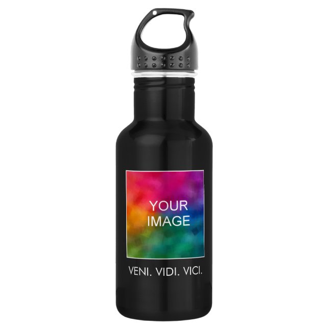Custom Motivational Success Veni Vidi Vici Quote Stainless Steel Water Bottle (Front)