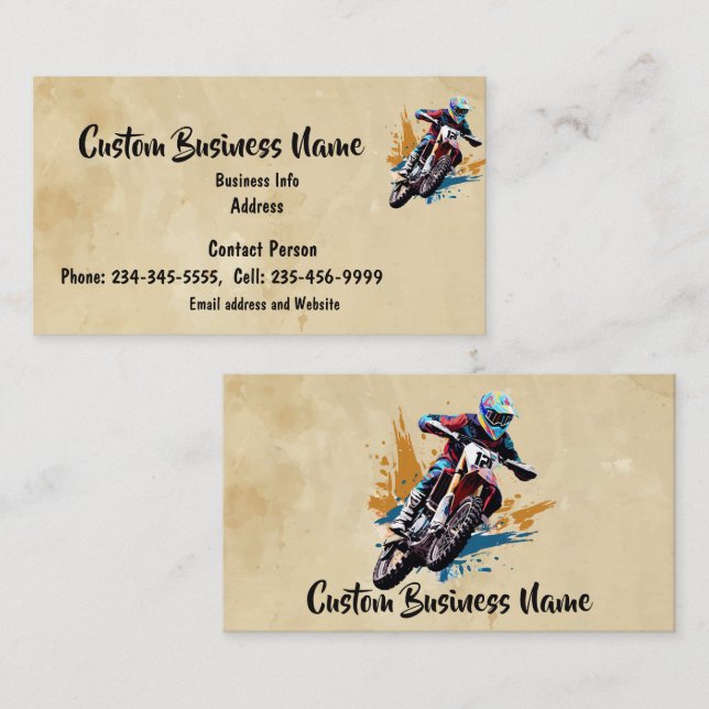 Custom Motocross Motorcycle Biking  Business Card (Front/Back)