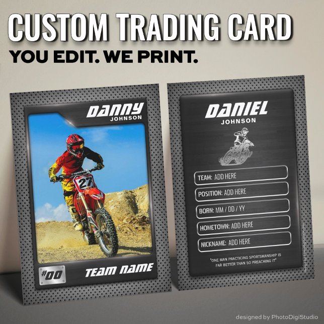 Custom Motocross Trading Card, Graphite Dirt Bike Calling Card (Custom Motocross Trading Card, Dirt Bike Gift Card)