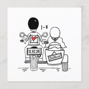 Custom Motorbike and Sidecar Wedding Invitation