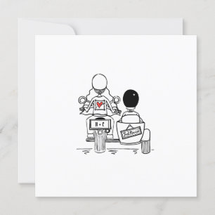 Custom Motorbike and Sidecar Wedding Invitation