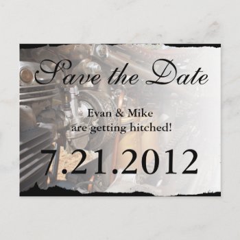 Custom Motorcycle Biker Save The Date Postcard by oddlotpaperie at Zazzle