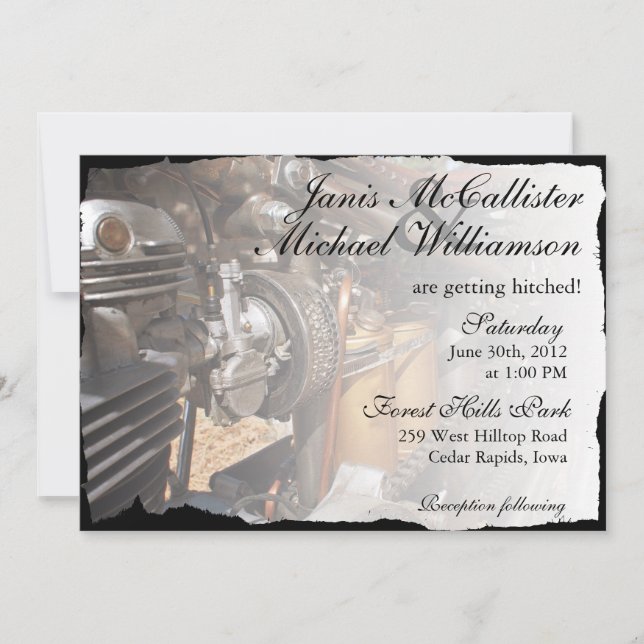 Custom Motorcycle Biker Wedding Invitation (Front)