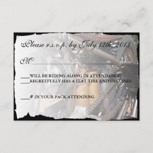 Custom Motorcycle Biker Wedding RSVP card