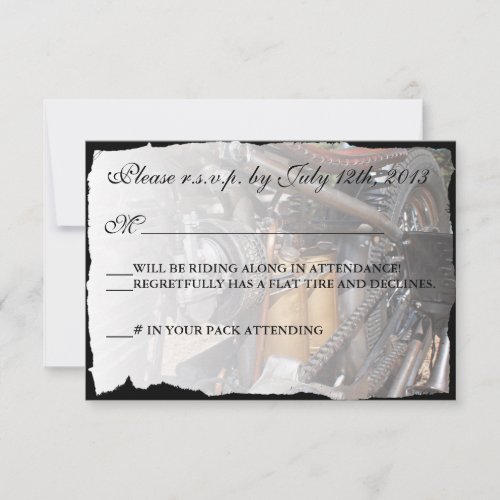 Custom Motorcycle Biker Wedding RSVP card
