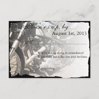 Custom Motorcycle Biker Wedding RSVP card
