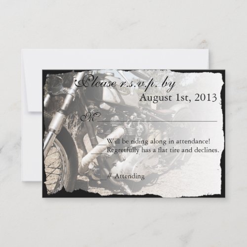 Custom Motorcycle Biker Wedding RSVP card