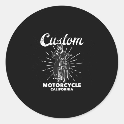 custom motorcycle california classic round sticker