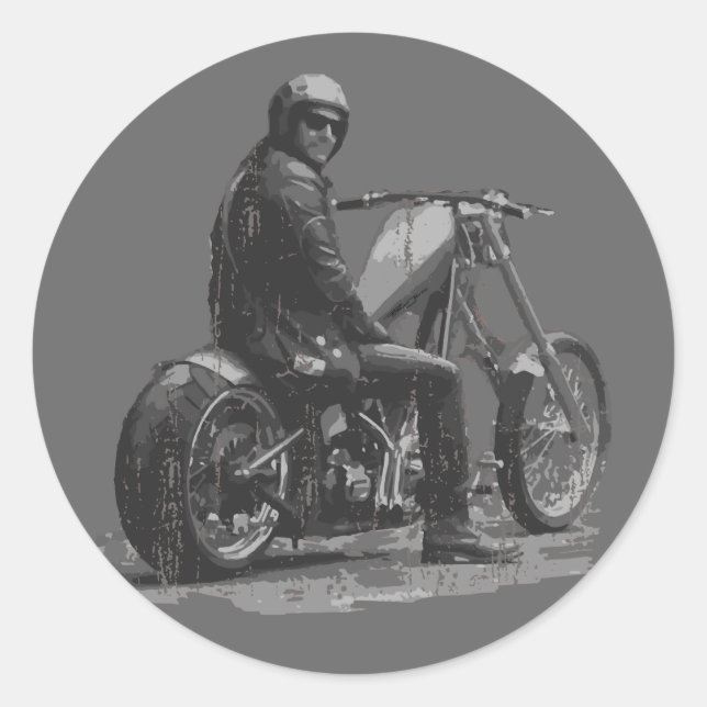 Custom Motorcycle Chopper Love Classic Round Sticker (Front)