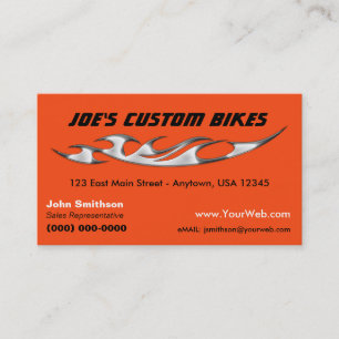 Custom Motorcycle Chrome Flame Custom Bike Shop Business Card