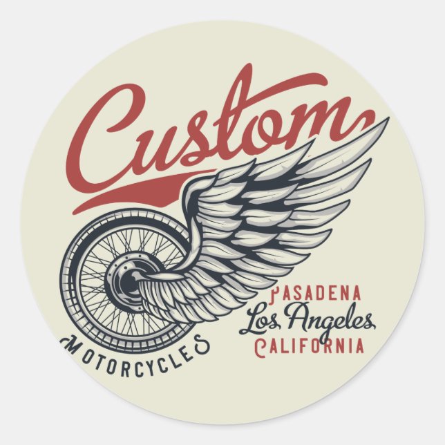 Custom Motorcycle Classic Round Sticker (Front)