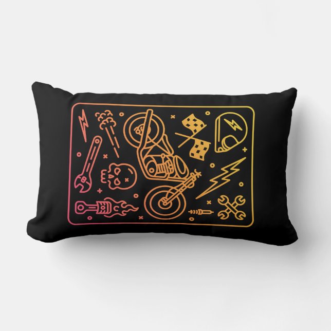 Custom Motorcycle Garage 1 Lumbar Pillow (Front)
