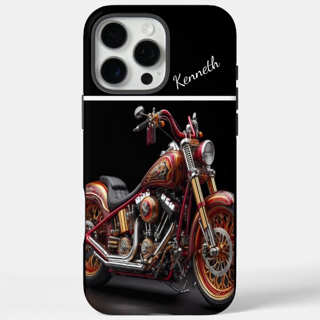Custom Motorcycle in Red & Gold Case-Mate iPhone Case (Back)