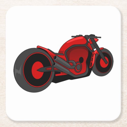 Custom motorcycle red simple style square paper coaster