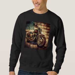 Custom Motorcycle Retro USA Flag Retro Biker Vinta Sweatshirt