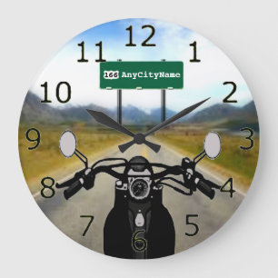 Custom Motorcycle Road Trip Large Clock