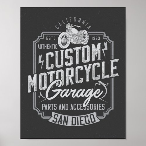 Custom motorcycle vintage poster